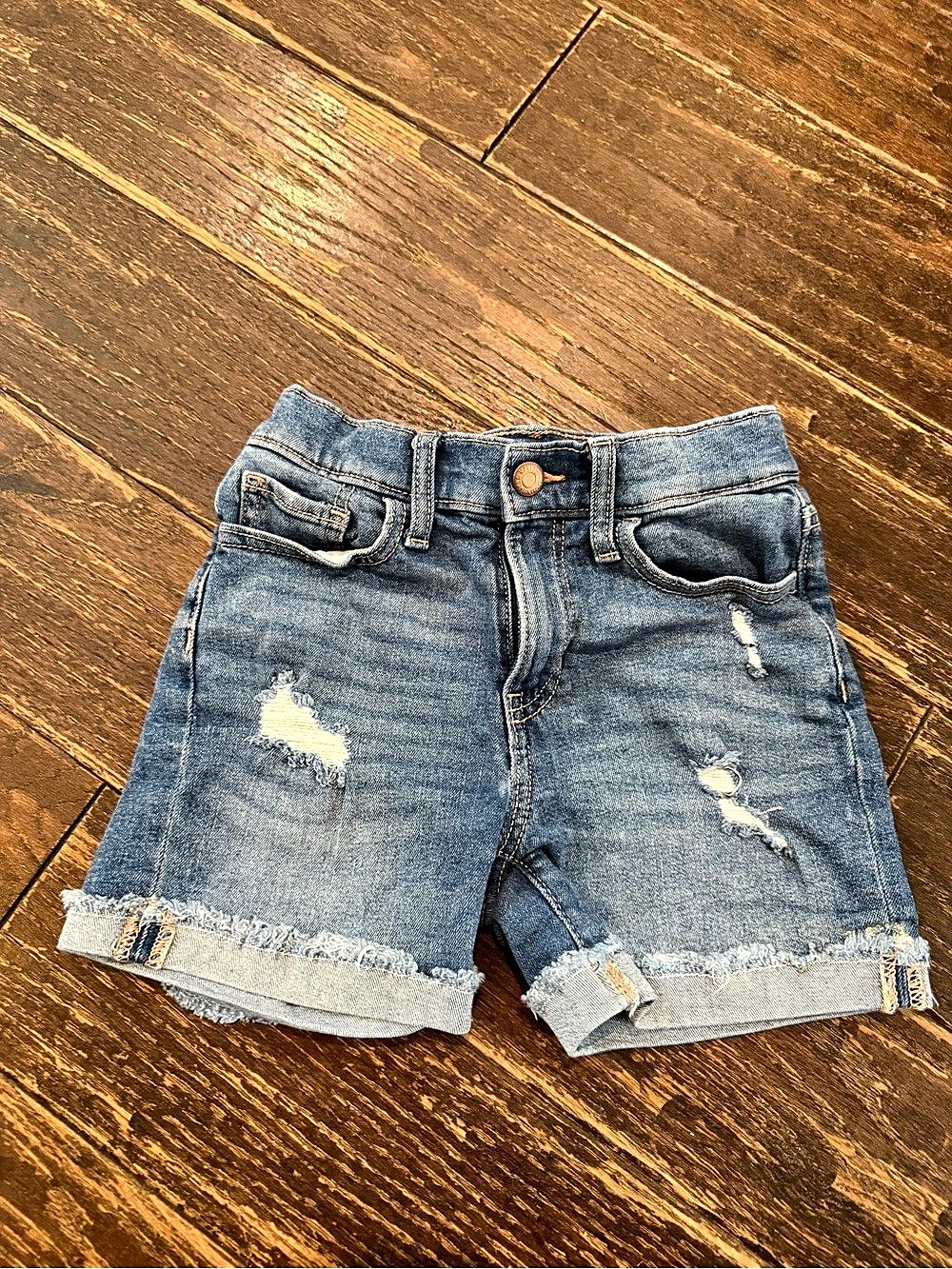 Old Navy High-Rise Built-In Tough Distressed Denim Cuffs Shorts Distressed Denim